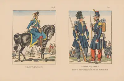 Chasseur D’Afrique. 1836, Chasseur D’orléans Et Soldat D’infanterie de Ligne, Voltigeur. 1840 von Caran d'Ache