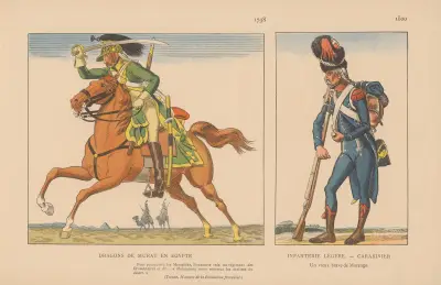 Dragons de Murat en Égypte. 1798, Infanterie Légère — Carabinier. 1800 av Caran d'Ache