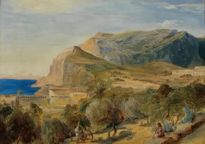 Blick auf den Monte Castiglione in Capri av Carl Blechen