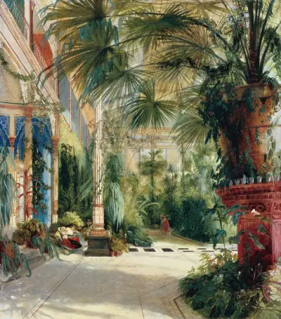 The Interior of the Palm House av Carl Blechen
