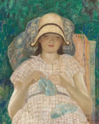 Dziewczynka robiąca na drutach, Frederick Carl Frieseke