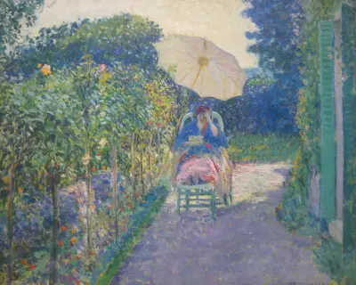 Kobieta siedząca w ogrodzie, Frederick Carl Frieseke