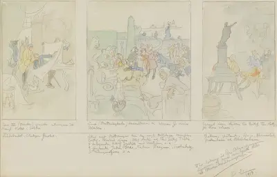 Första förslaget till väggdekoration i Nationalmuseums nedre hall, Stockholm av Carl Larsson