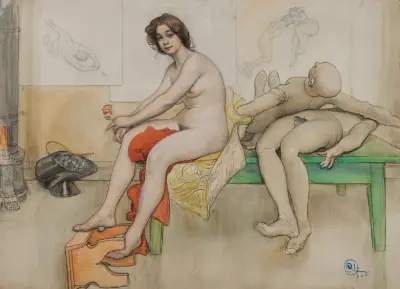 Modellen och mannekängerna av Carl Larsson