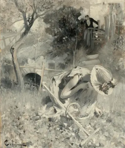 Trädgårdsidyll av Carl Larsson