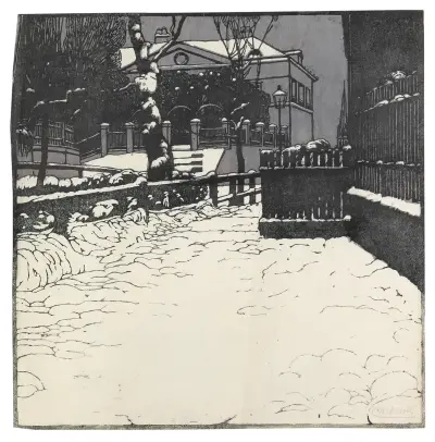 Verschneite Villa in Döbling av Carl Moll