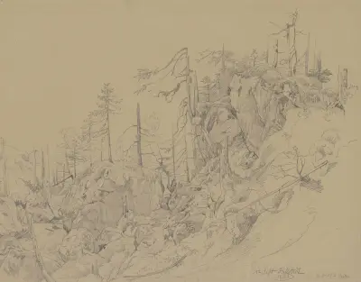 Waldlandschaft bei Hallstadt av Carl Morgenstern