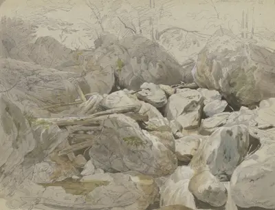 Wasserfall zwischen Felsblöcken av Carl Morgenstern