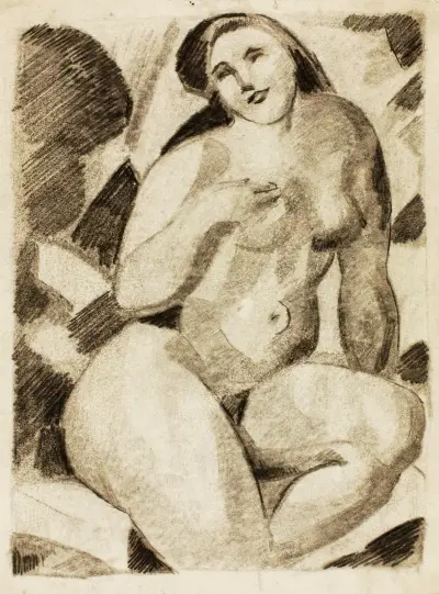 Seated Female Nude av Carl Newman