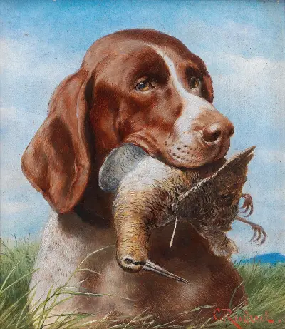 Gundog With Snipe av Carl Reichert