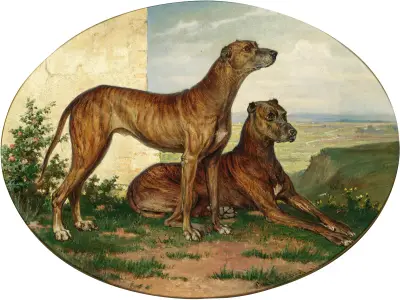 Two Great Danes in a Vast Landscape av Carl Reichert
