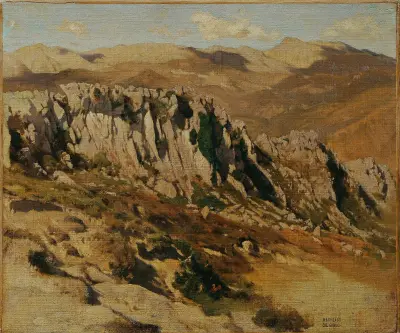 Felsenlandschaft bei Olevano av Carl Schuch