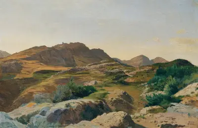 Landschaft im Sabinergebirge av Carl Schuch
