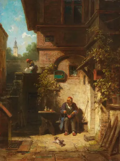 W oczekiwaniu na gazetę, Carl Spitzweg