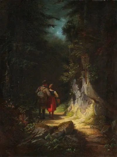 Myśliwy z dziewczyną (Zakochany myśliwy), Carl Spitzweg