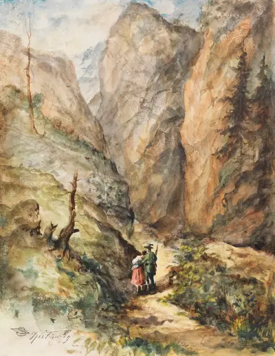 Myśliwy i dziewczyna, Carl Spitzweg