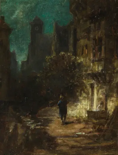 Nocny wędrowiec w świetle księżyca, Carl Spitzweg
