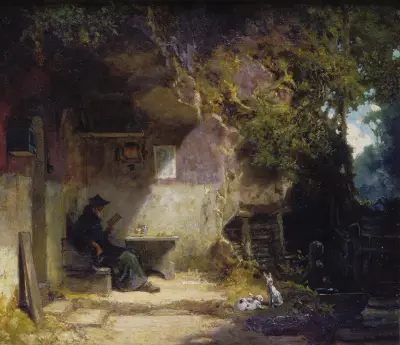 Eremita przed swoim schronieniem, Carl Spitzweg