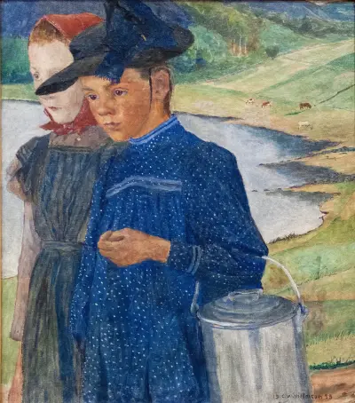 Zwei Mädchen auf dem Weg von Carl Wilhelmson
