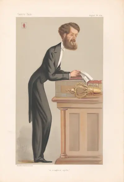 Chancellors of Exchequer. ‘A scagliola apollo’ Beach. 22 August 1874, Carlo Pellegrini