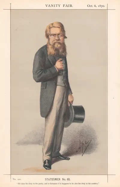 Chancellors of Exchequer. Statesmen No.65 ‘He does his duty of his party…..’. Nothcote. 8 October 1870, Carlo Pellegrini