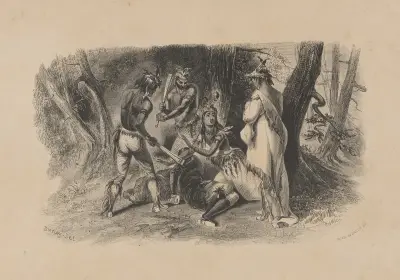 Captain Smith rescued by Pocahontas av Felix Octavius Carr Darley
