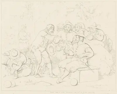 Rip serves liquor to the strange men in the mountains av Felix Octavius Carr Darley