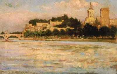 The Palace of the Popes and Pont d’Avignon von James Carroll Beckwith