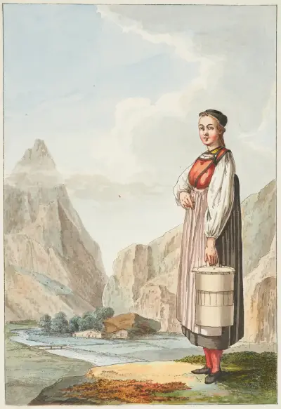 Laitiere d’Oberhasli, Canton de Berne av Caspar Wolf