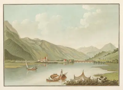 Vue de Interlaken sur le Lac de Brienz av Caspar Wolf