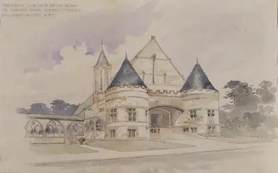 Preliminary study for an Armory Building for Shattuck School, Faribault, Minnesota av Cass Gilbert