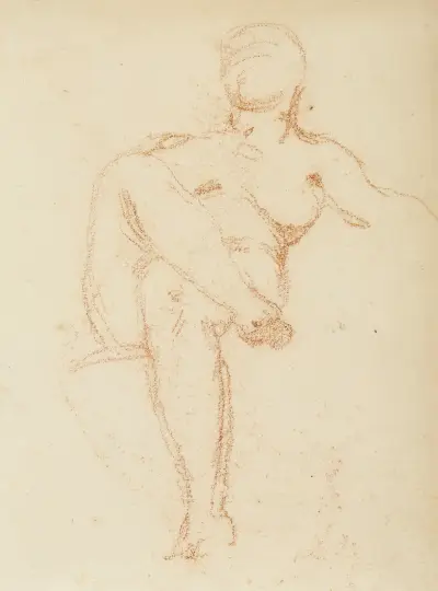 Femme nue assise, jambes croisées av Charles Chaplin