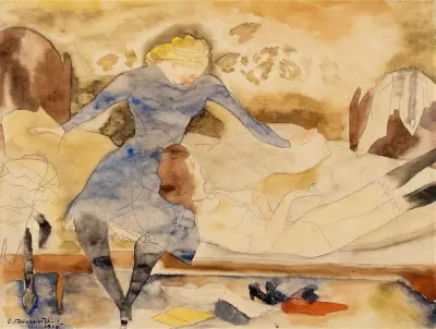 Nana Visiting her Friend Satin av Charles Demuth