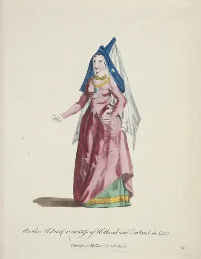 Another habit of a countess of Holland and Zealand in 1480 av Charles Grignion