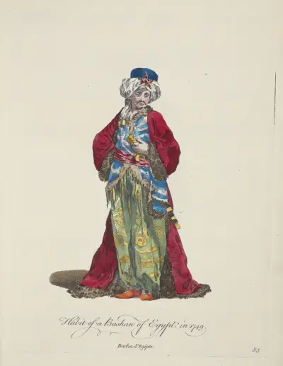 Habit of a bashaw of Egypt in 1749. Bacha d’Egipte. av Charles Grignion