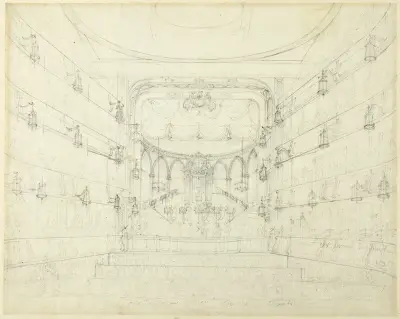 Study for An Oratorio-Covent Garden Theater, from Microcosm of London, Augustus Charles Pugin