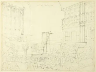 Study for Court of Exchequer, from Microcosm of London, Augustus Charles Pugin