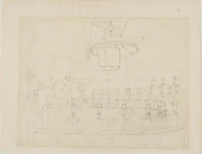 Study for Drawing from Life at the Royal Academy, Somerset House, from Microcosm of London, Augustus Charles Pugin