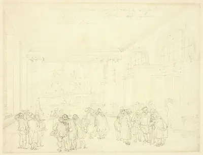 Study for Excise Office, Broad Street, from Microcosm of London, Augustus Charles Pugin