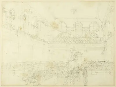 Study for Foundling Hospital, the Chapel, from Microcosm of London, Augustus Charles Pugin