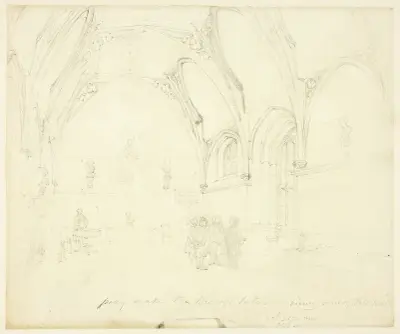 Study for Lambeth Palace, from Microcosm of London, Augustus Charles Pugin
