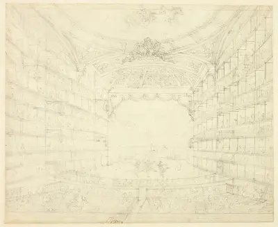 Study for Opera House, from Microcosm of London, Augustus Charles Pugin