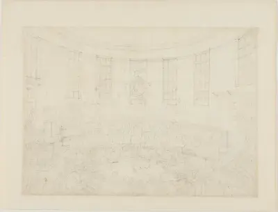 Study for Royal Cock Pit, from Microcosm of London, Augustus Charles Pugin