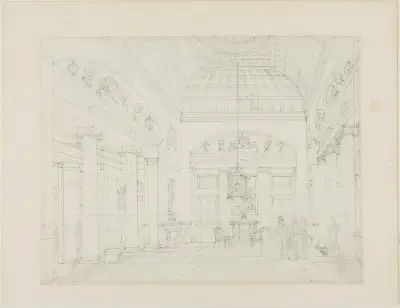 Study for The Hall, Carlton House, from Microcosm of London, Augustus Charles Pugin
