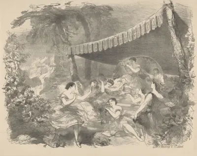 Ballet scene with nymphs av Charles Rochussen