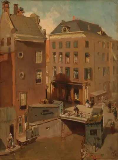 The Osjessluis near Kalverstraat in Amsterdam av Charles Rochussen