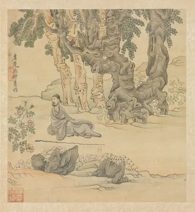 Portrait of Zhongqing in a Landscape av Chen Hongshou