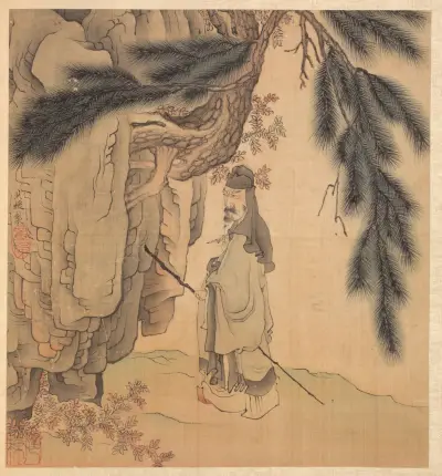 Scholar with Staff and Brush av Chen Hongshou