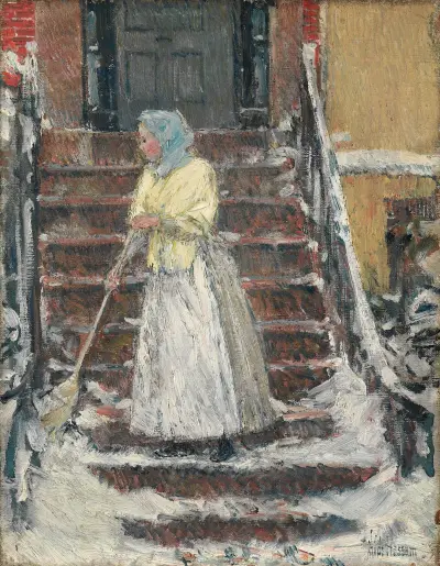 Sweeping Snow av Childe Hassam