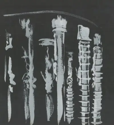 Dom Juan – maquette de décor – acte III, le tombeau du Commandeur, vue générale et cinq détails von Christian Bérard